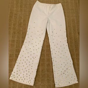 ESCADA gold metallic dots sparkle off white jeans sz 14